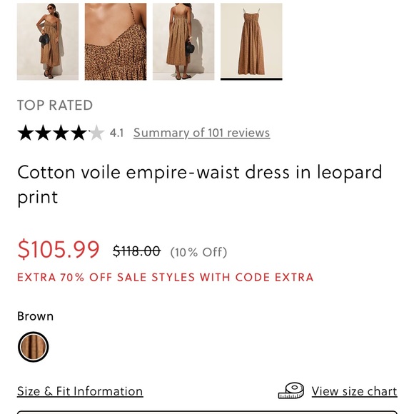 NWT 🌟 Cotton voile empire-waist dress in leopard print - Picture 5 of 7